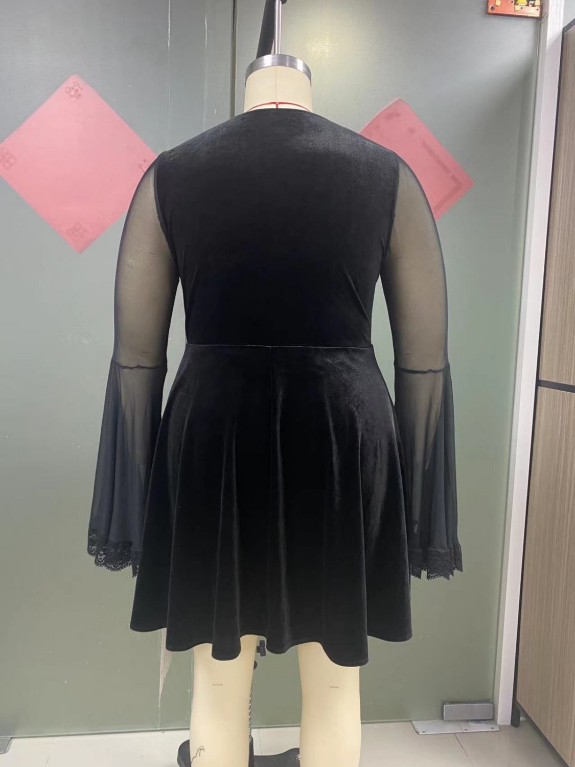 Plus Size Womens Retro Gothic A-line Dress With Flared Sleeves